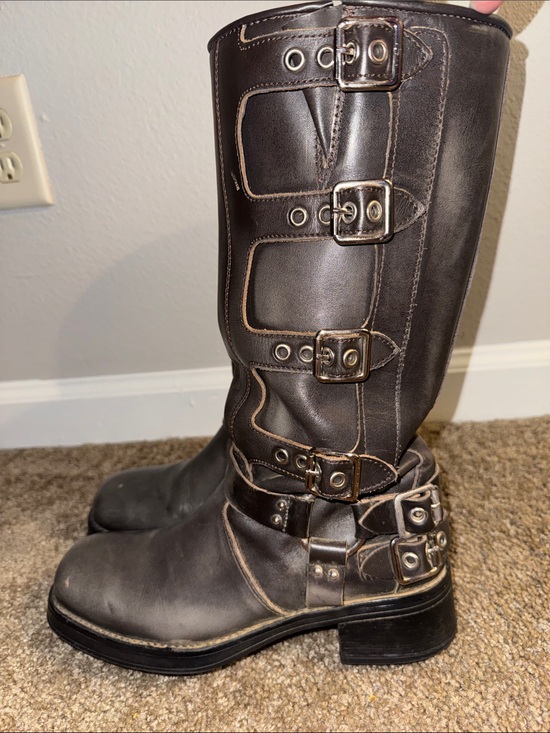 Steve Madden Shoes - Dark Brown Buckle Leather Mid-Calf Boots